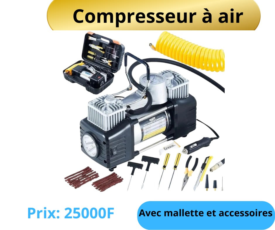 COMPRESSEUR À AIR PUISSANT – AVEC MALLETTE ET ACCESSOIRES